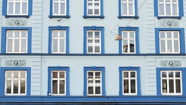 Lejligheder med blå facade